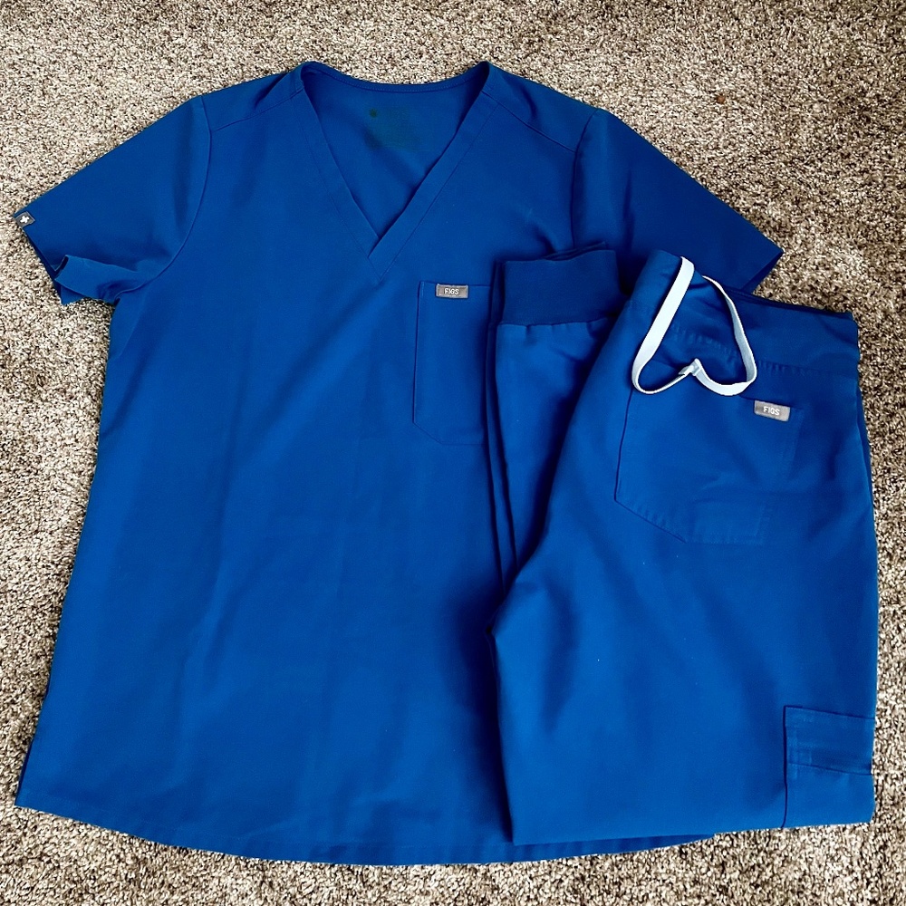 Figs Royal Blue Jogger Scrub Set